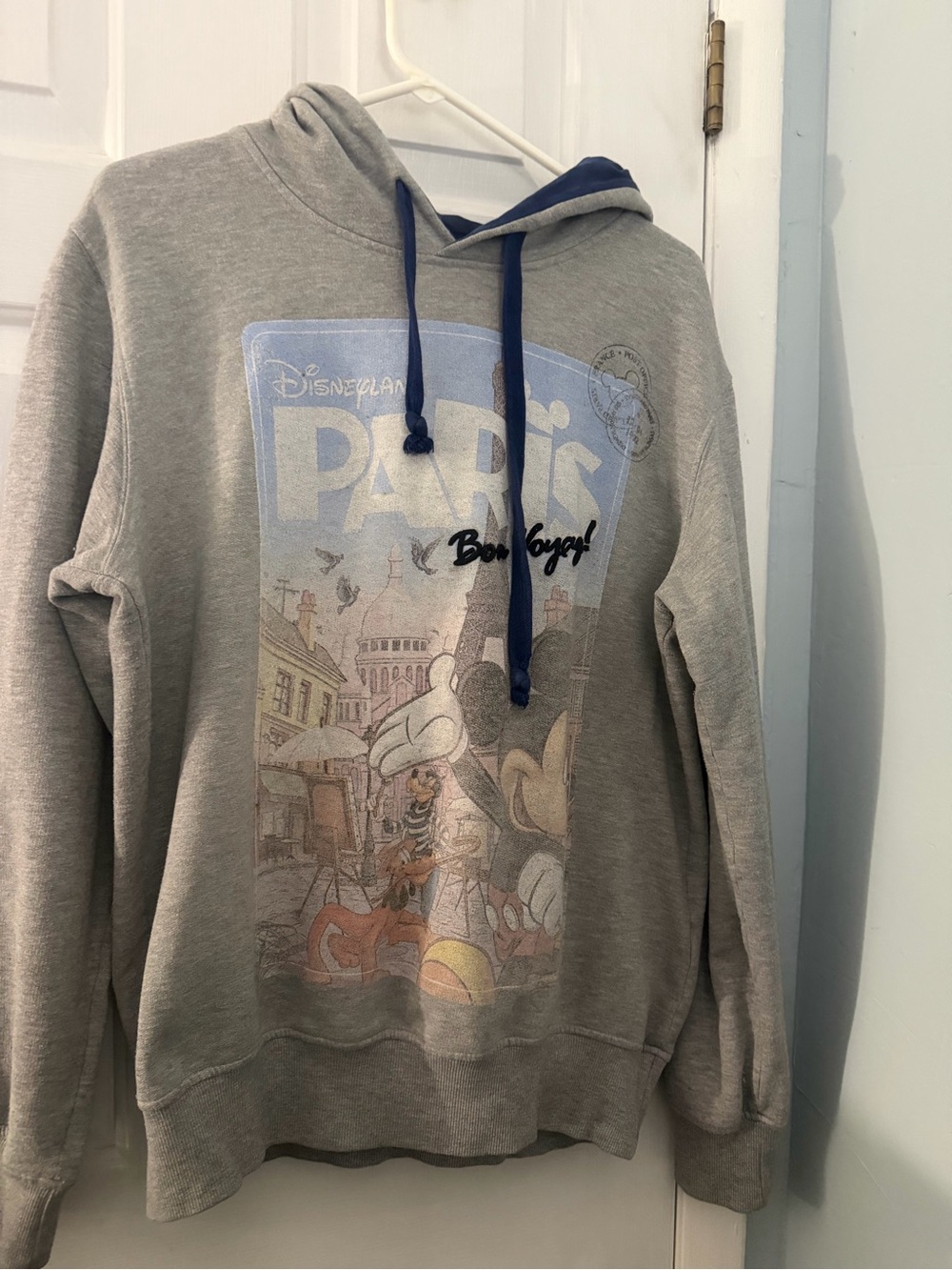 Disneyland Paris Mickey Goofy Pluto Bon Voyage Hoodie Gray XL